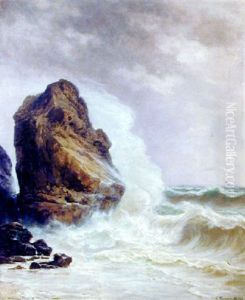 Rocher En Bord De Mer by Charles Euphrasie Kuwasseg