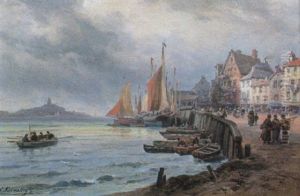 Port De Pornic En Bretagne (cotes Du Nord) by Charles Euphrasie Kuwasseg