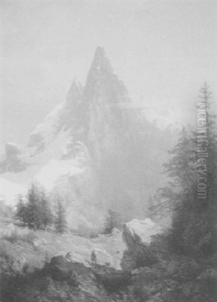 Huntsman And Dog In An Alpine Meadow - view 1