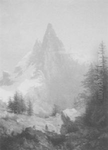 Huntsman And Dog In An Alpine Meadow by Charles Euphrasie Kuwasseg