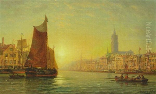 A Harbourescene In Brittany At Dusk - view 1