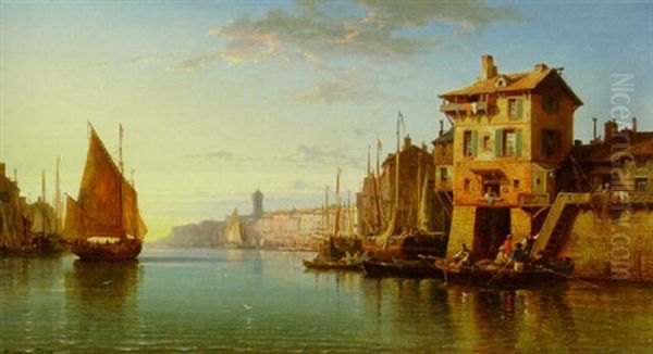 A Port At Sunset - view 1