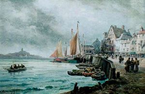 Animation Sur Le Port De Binic by Charles Euphrasie Kuwasseg