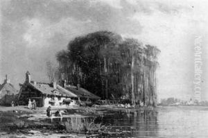 Washerwomen In A Lake Landscape Washerwomen In A Lake Landscape