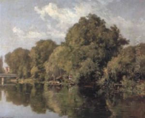 Sommarlandskap Med Vattendrag