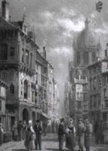 Rues De Villes Normandes by Charles Euphrasie Kuwasseg