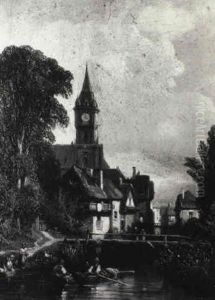 Vue D'une Ville Avec Canal by Charles Euphrasie Kuwasseg