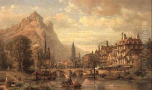 A View Of Lucerne by Charles Euphrasie Kuwasseg
