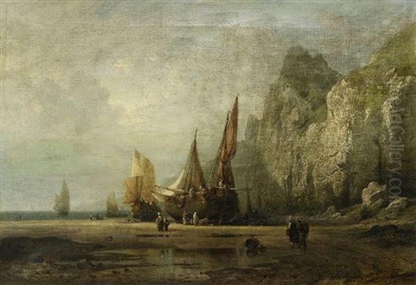Segelboote Am Strand Einer Felsigen Kuste - view 1