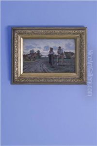 Couple De Paysans En Conversation A L'entree D'un Hameau by Frans Pieter Lodewyk van Kuyck