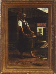 Peasant Woman And Child by Frans Pieter Lodewyk van Kuyck
