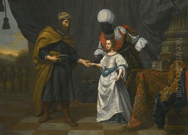An Old Testament Scene, Possibly Eliezer Offering Jewels To Rebecca - view 1