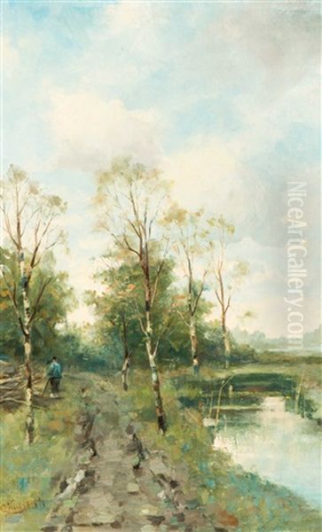 Woodcutter By The Forest Path - view 1