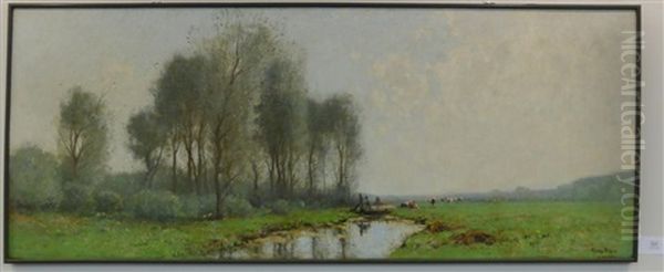 A Summer Landscape With Cattle Grazing - view 1