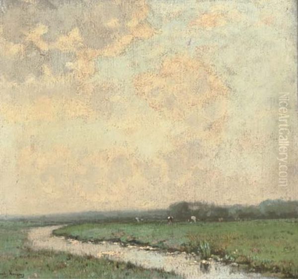 Cattle Grazing At The Bend Of The River - view 1