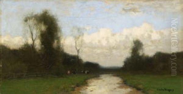 Bachlandschaft Mit Weidenden Kuhen - view 1