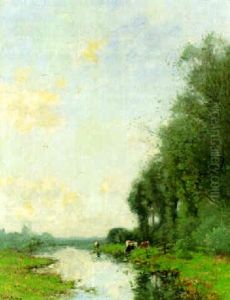 Cows Grazing By A River by Cornelis Kuypers