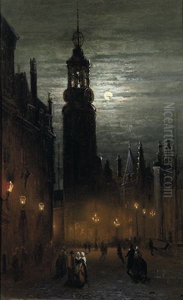 The Munt Tower By Night, Amsterdam - view 1
