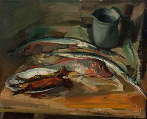 Still Life With Mackerel, Tub Gurnard And Garfish by Harrie Kuyten