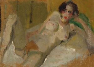 Reclining Nude On A Settee by Harrie Kuyten