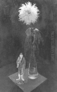 A Still Life With A Chrysanthemum In A Glass Vase And A Sculpture by Harrie Kuyten