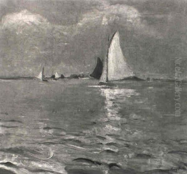 Zeilschepen Op Een Meer - view 1