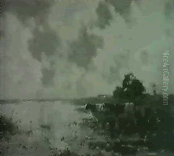 Cattle On A Lake Shore - view 1