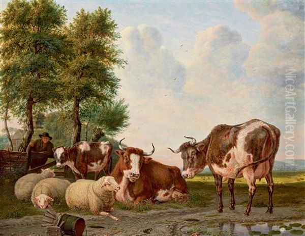 Landschaft Mit Weidendem Vieh Und Einem Bauern - view 1