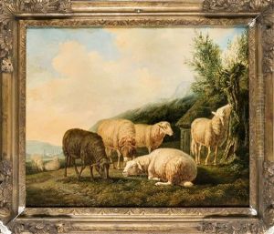 Schafe In Einer Landschaft by Martinus Antonius Kuytenbrouwer the Younger