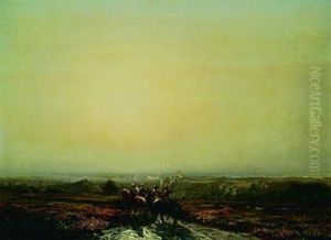 Quatre Chevaliers Au Soleil Levant by Martinus Antonius Kuytenbrouwer the Younger
