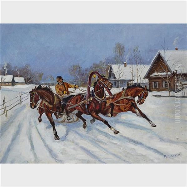 Troika Racing Through The Village - view 1