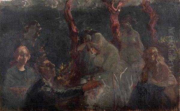 Le Peintre Et Ses Modeles Sous Les Arbres - view 1