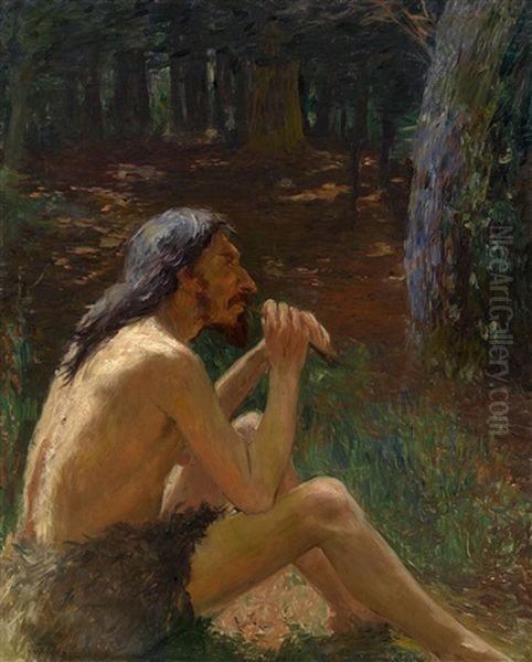Caveman Playing The Flute - view 1