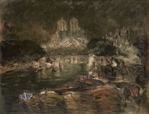 Notre Dame De Paris At Night - view 1