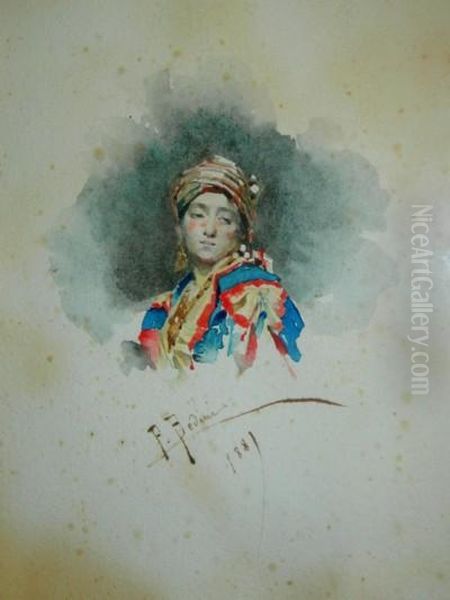 Mezzobusto Di Ragazza Con Turbante - view 1