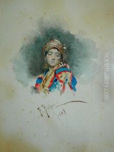 Mezzobusto Di Ragazza Con Turbante by Giovanni Paolo Bedini