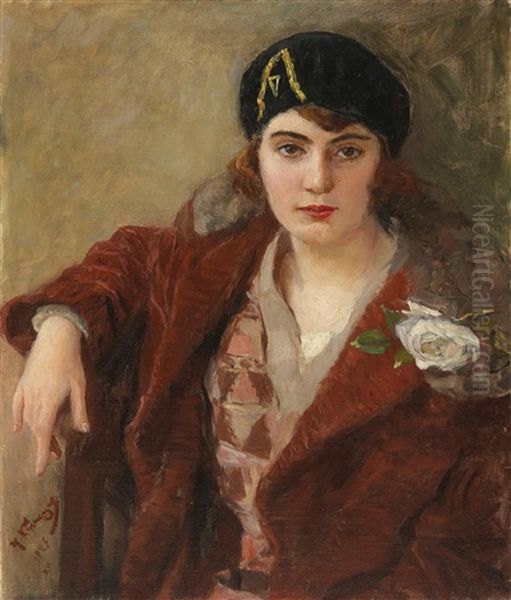 A Young Girl With A Black Beret - view 1