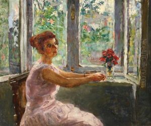 Portrait Of A Woman By A Window by Nikolai Dmitrievich Kuznetsov