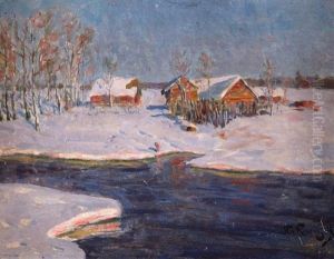Cours D'eau Et Maison Sus La Neige Cours D'eau Et Maison Sus La Neige