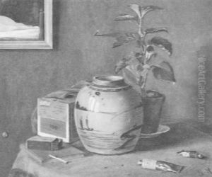 Stilleben Mit Vase, Malertube Und Zigarrenkiste