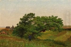 Summer Landscape With A Little Boy Near Some Young Oak Trees by Vilhelm Kyhn