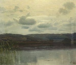Landscape With A Cloudy Sky And Lakes Near Himmelbjerget by Vilhelm Kyhn