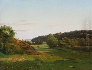Summer Evening At Rye With A Meadow With Horses