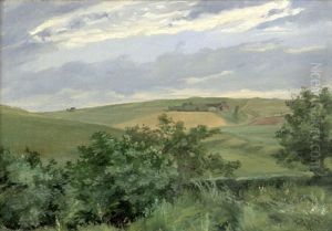 Danische Sommerlandschaft Mit Wiesen Und Feldern, Im Hintergrund Ein Gehoft by Vilhelm Kyhn