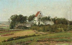 Summer Landscape With Grazing Cows Near A Church by Vilhelm Kyhn
