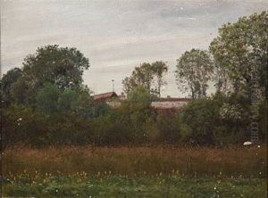 Field Landscape With Houses In The Background by Vilhelm Kyhn