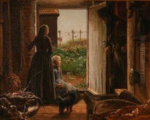 Fishermen Interior With A Young Girl Waiting In The Doorway by Vilhelm Kyhn