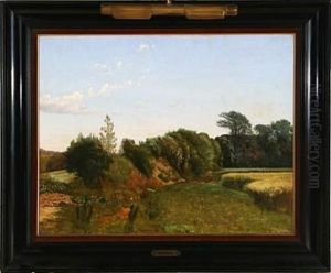 Et Vaenge Bag En Bondegaard (bisholt, Horsensegnen) by Vilhelm Kyhn