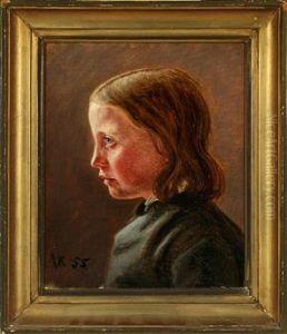 Portrait Of A Young Girl Seated Face-to-left by Vilhelm Kyhn
