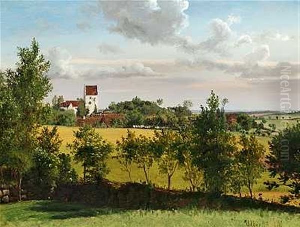Landskab Med Udsigt Til Udby Kirke - view 1